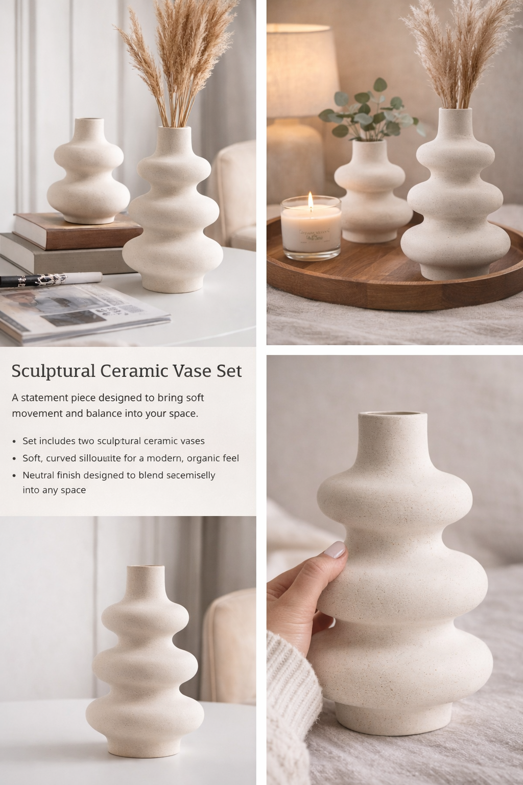 Sculptural Ceramic Vase Set